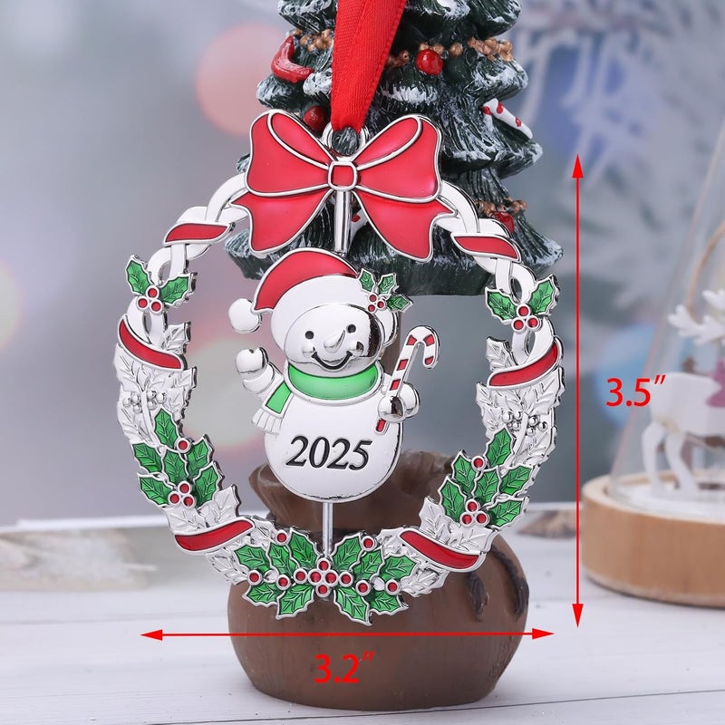 K-MLICE Christmas Ornaments, Metal Christmas Tree Ornaments Dated 2025 Silver Rotatable Funny Christmas Ornaments Decorative Keepsake Snowman Decoration - Image 5